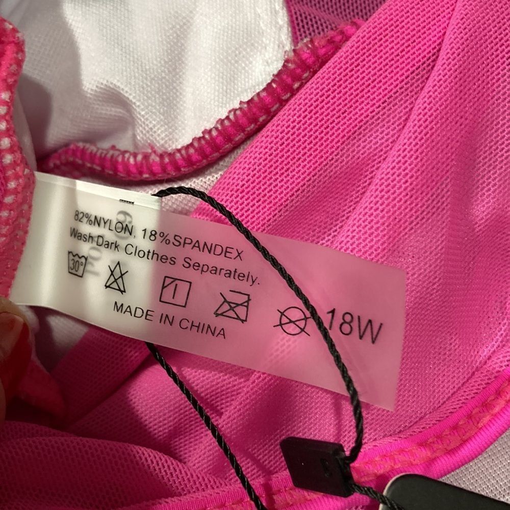 Aqua Eve Pink One-Piece Swimsuit Size 18 NWT Mesh Panel Tummy Control - Picture 7 of 9